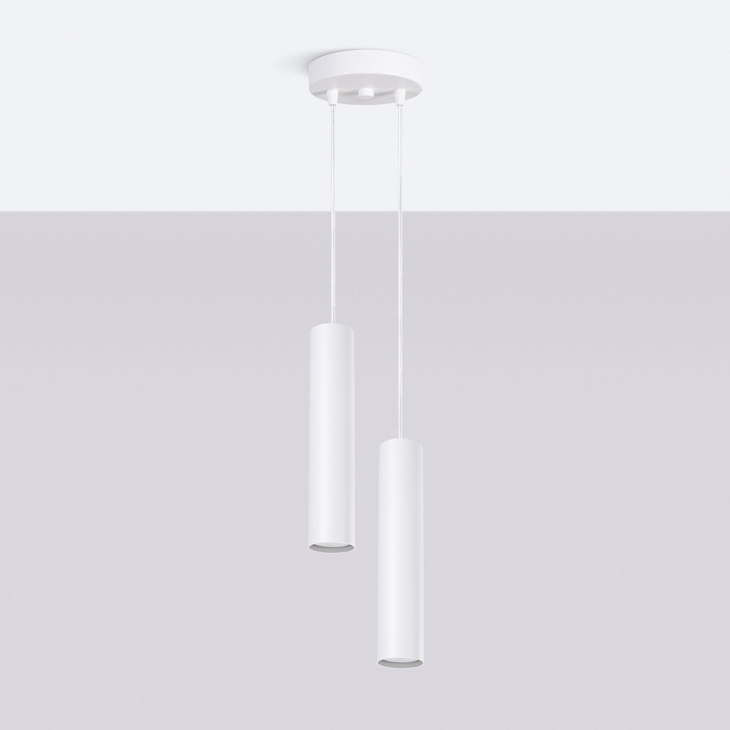 Suspension Lagos 2 en grappe métal blanc GU10, vue de profil