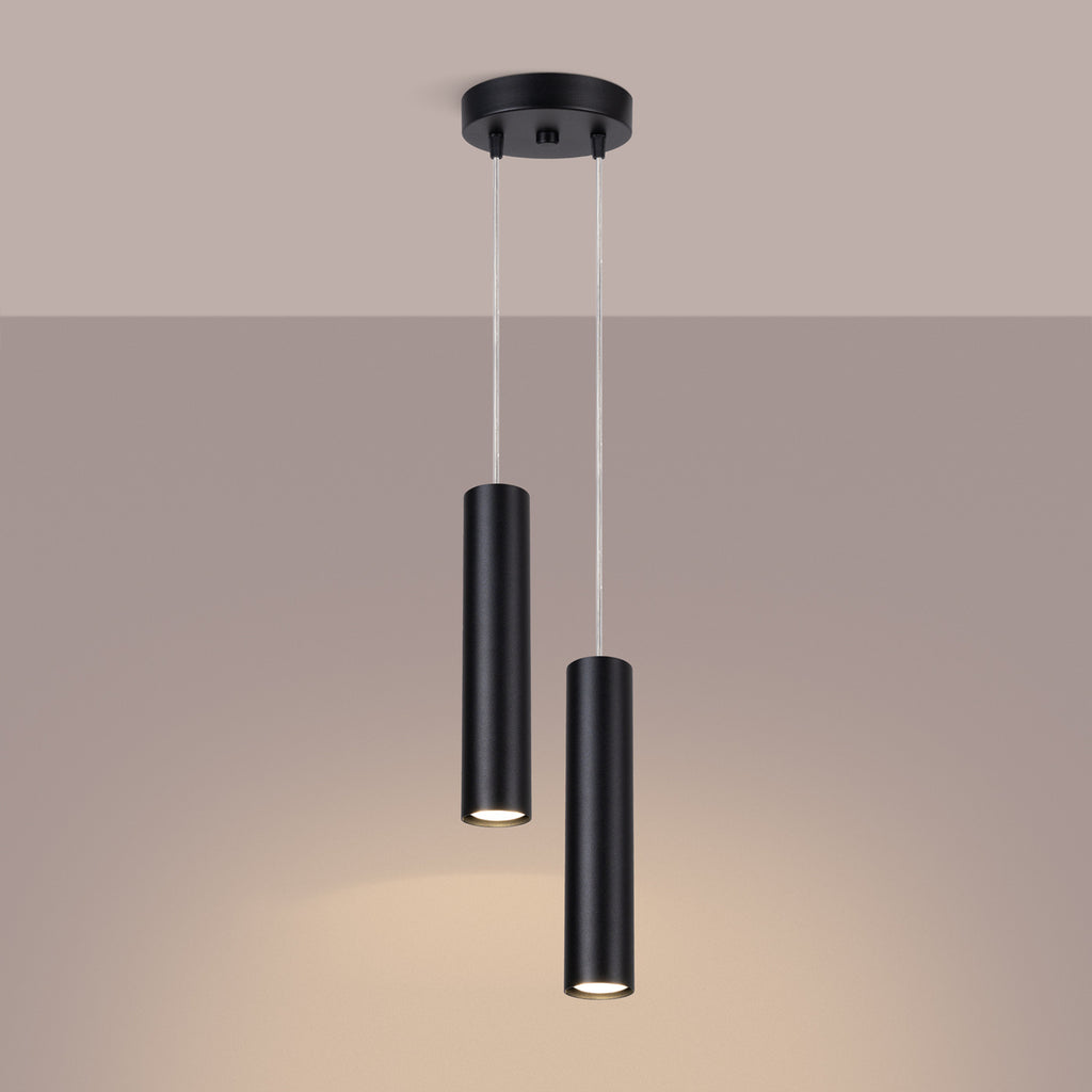 Suspension Lagos 2 en grappe métal noir GU10, en éclairage
