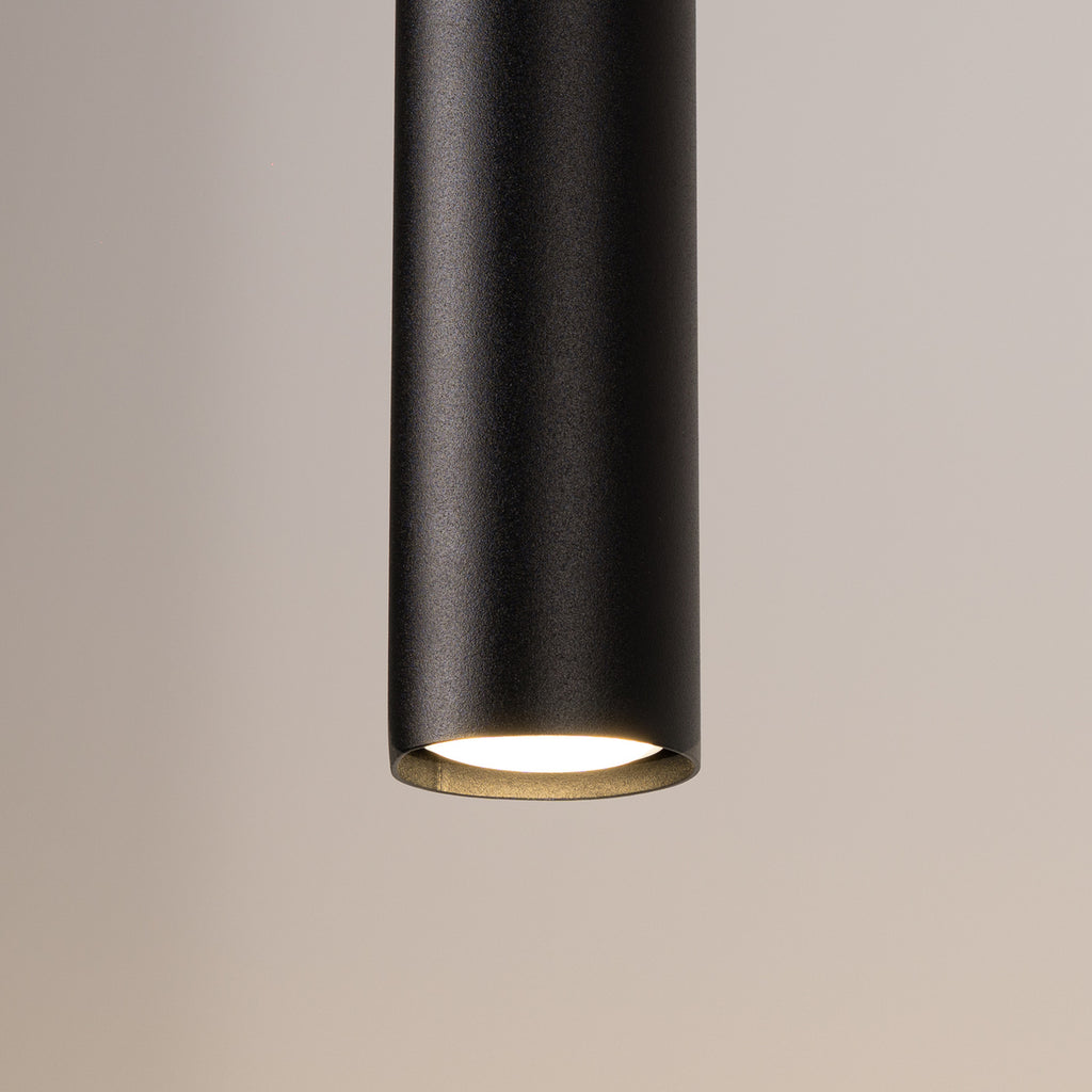 Suspension Lagos 2 en grappe métal noir GU10, détail du tube