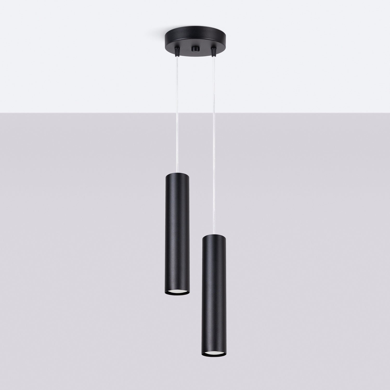 Suspension Lagos 2 en grappe métal noir GU10, vue de profil