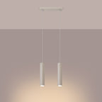 Suspension Lagos 2 lumières métal beige GU10 allumé