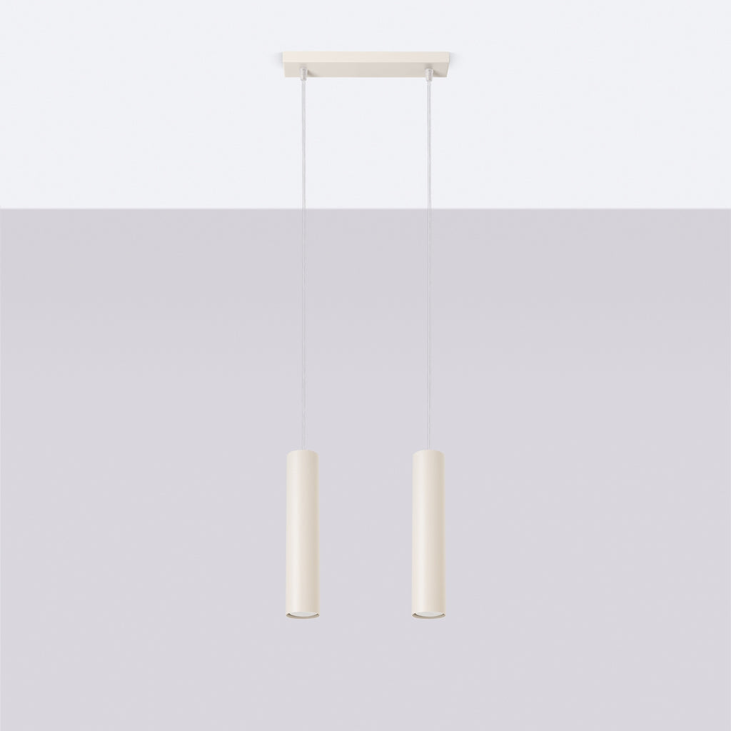 Suspension Lagos 2 lumières métal beige GU10 de profil