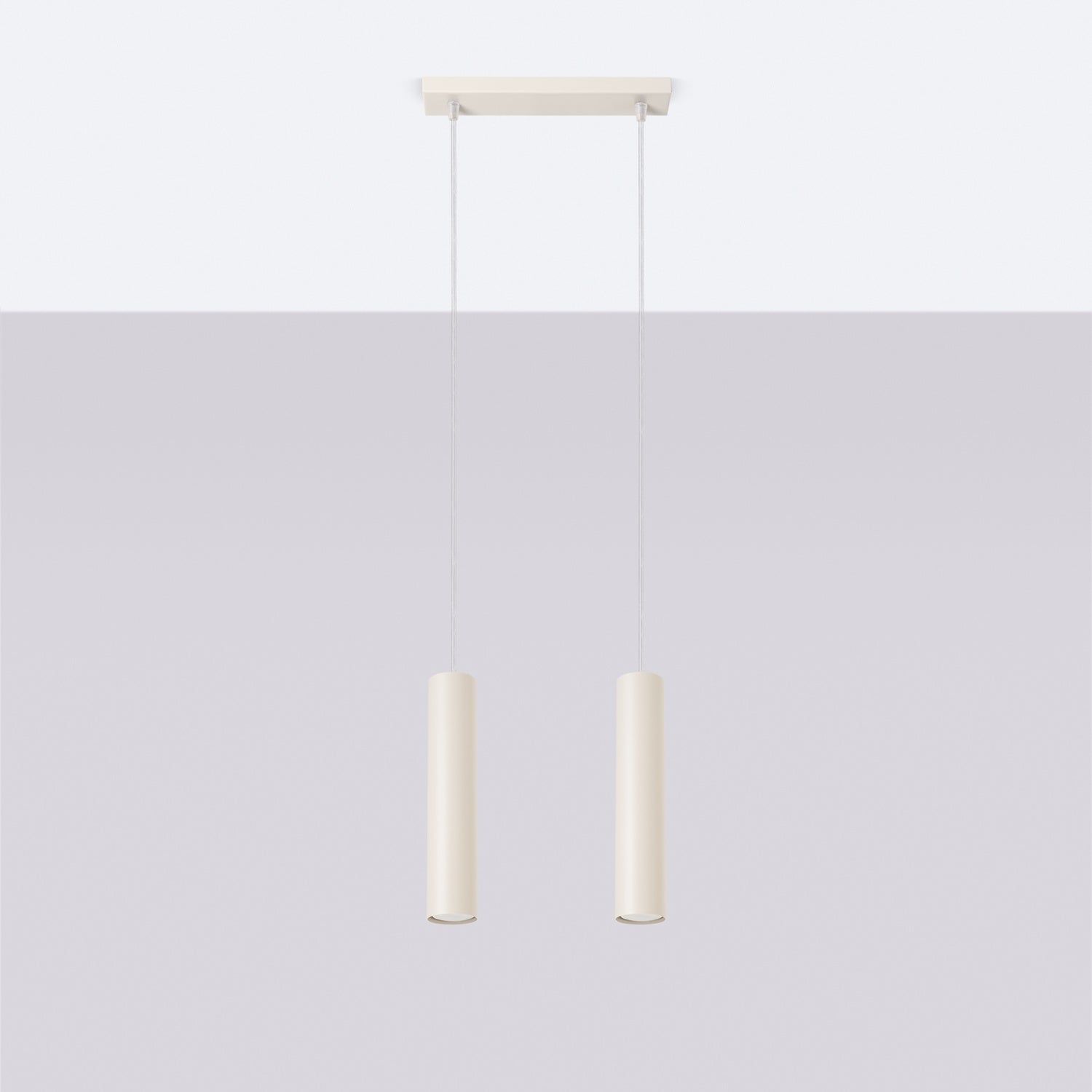 Suspension Lagos 2 lumières métal beige GU10 de profil