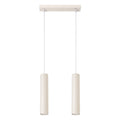 Suspension Lagos 2 lumières métal beige GU10, tube cylindrique en acier laqué