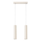 Suspension Lagos 2 lumières métal beige GU10, tube cylindrique en acier laqué