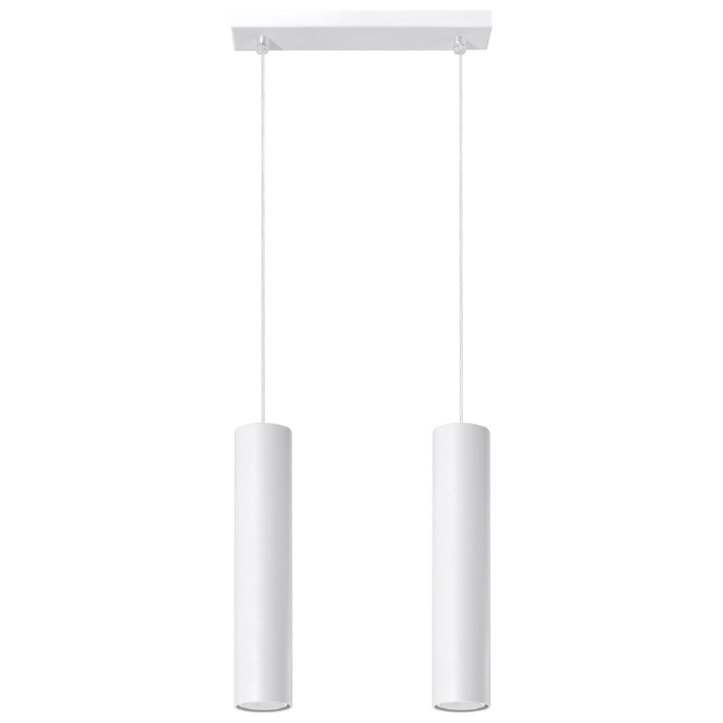 Suspension Lagos double en métal blanc, deux tubes sur une réglette