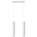Suspension Lagos double en métal blanc, deux tubes sur une réglette
