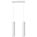 Suspension Lagos double en métal blanc, deux tubes sur une réglette