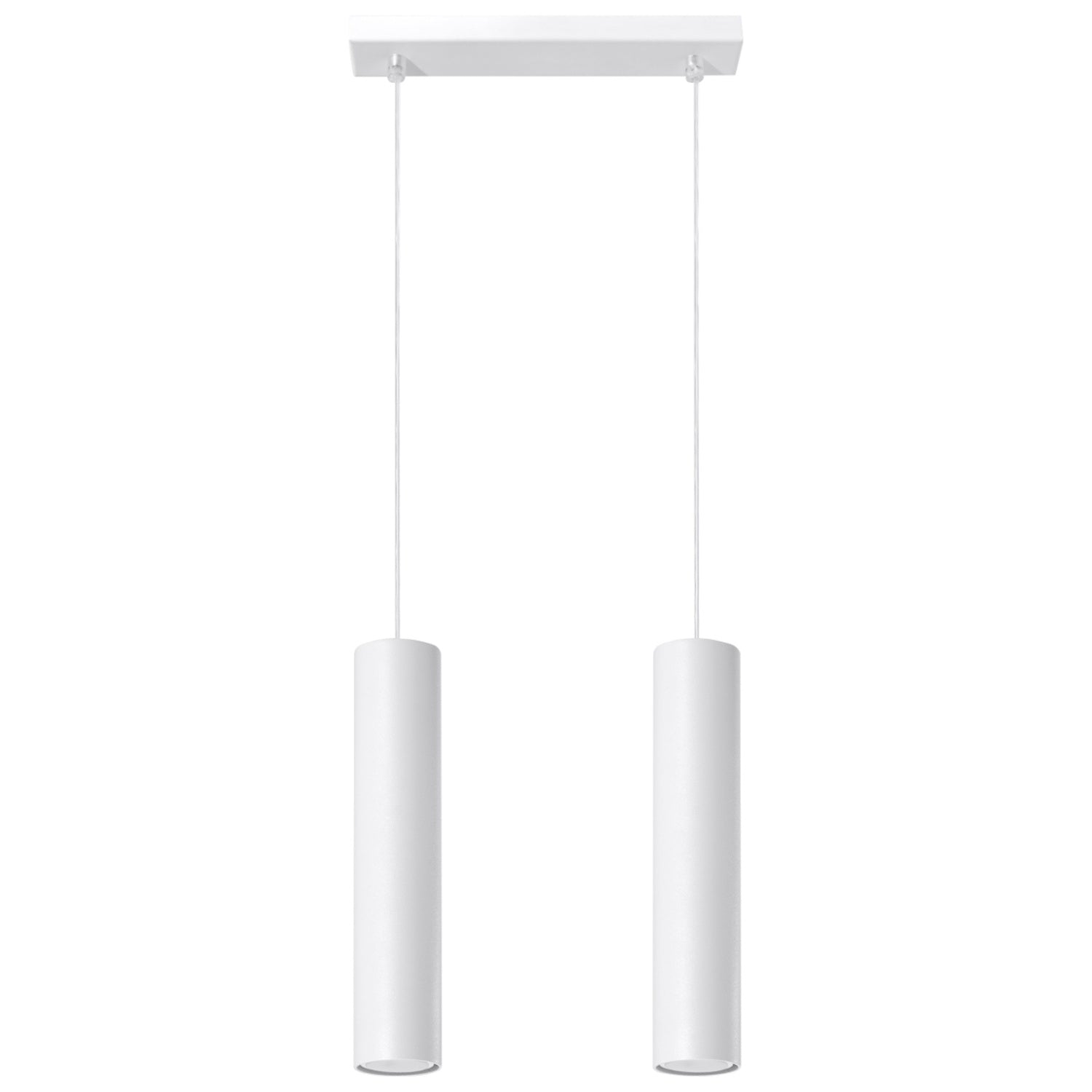 Suspension Lagos double en métal blanc, deux tubes sur une réglette