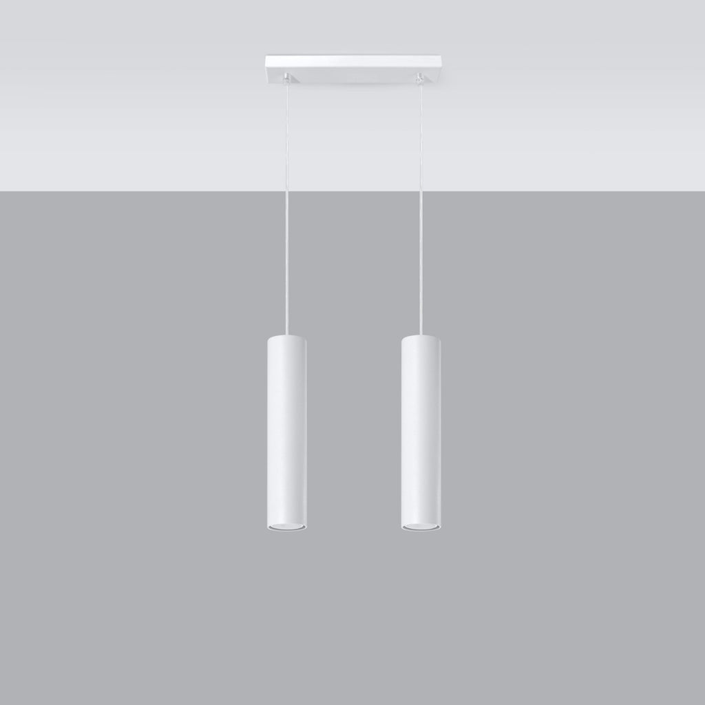 Suspension Lagos 2 lumières métal blanc GU10 vue d'ensemble
