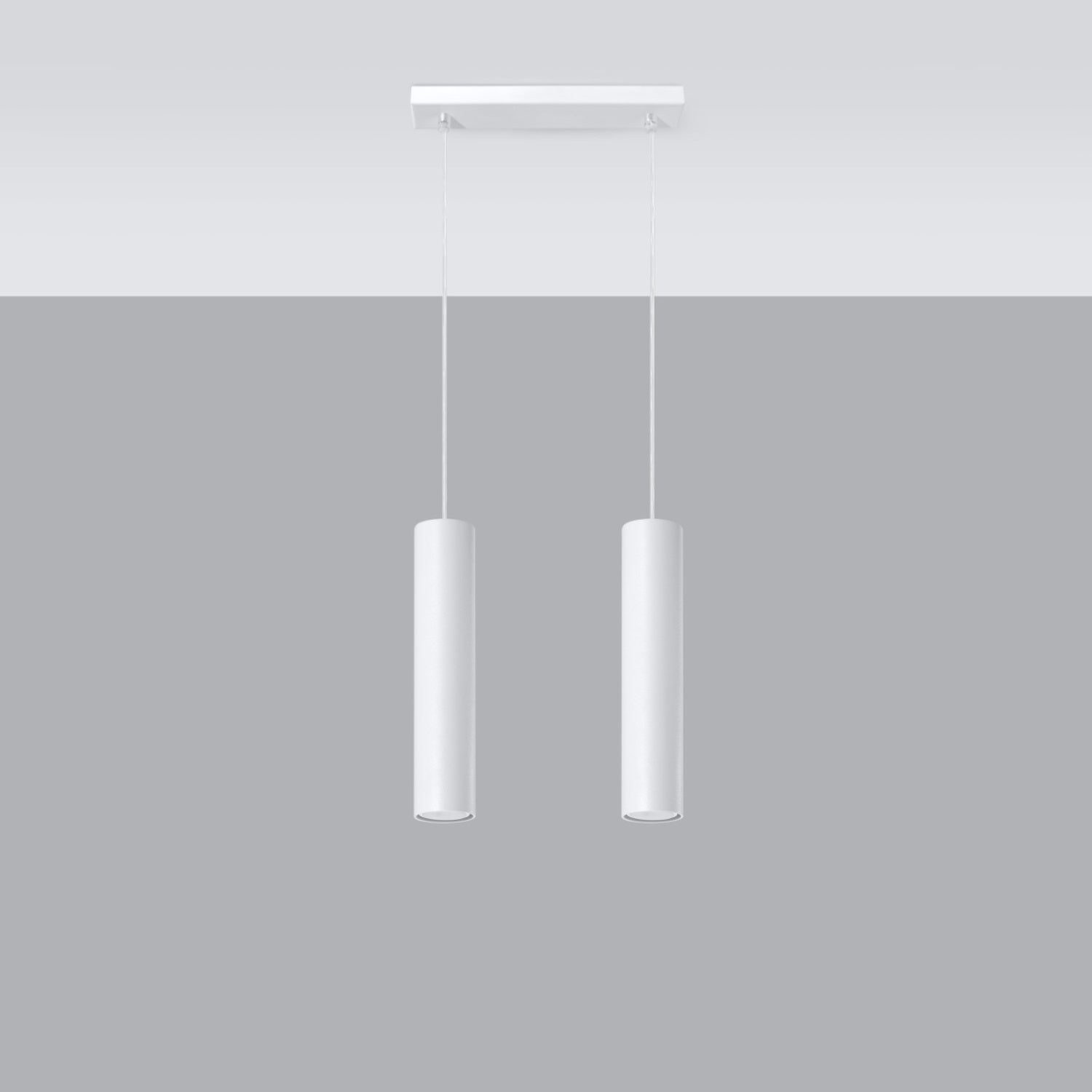 Suspension Lagos 2 lumières métal blanc GU10 vue d'ensemble