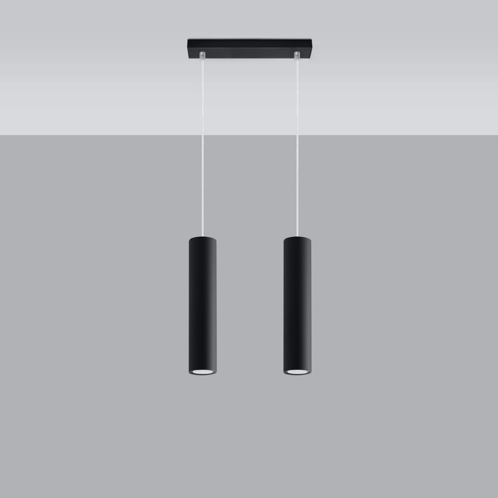 Suspension Lagos 2 lumières métal noir GU10 vue d'ensemble