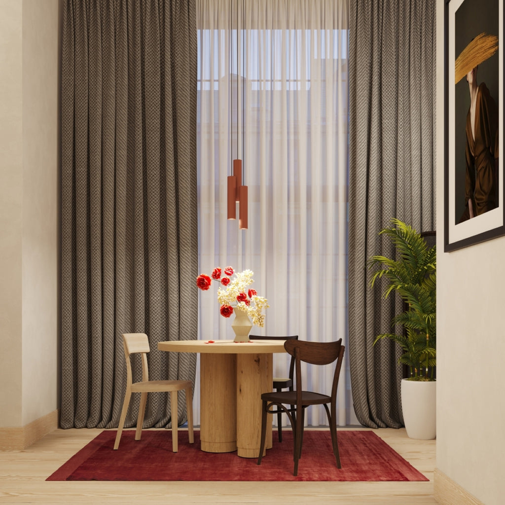 Suspension Lagos 2 lumières métal rouge ocre GU10 en ambiance