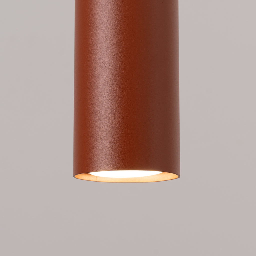 Suspension Lagos 2 lumières métal rouge ocre GU10, détail