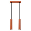 Suspension Lagos 2 lumières métal rouge ocre GU10, tube cylindrique en acier laqué