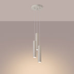 Suspension Lagos 3 en grappe métal beige GU10 allumé