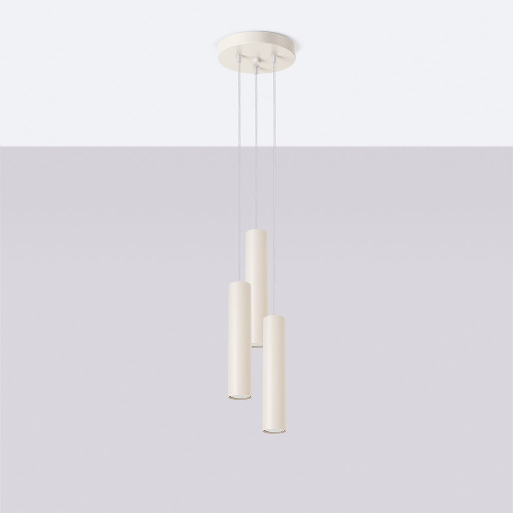 Suspension Lagos 3 en grappe métal beige GU10 de profil