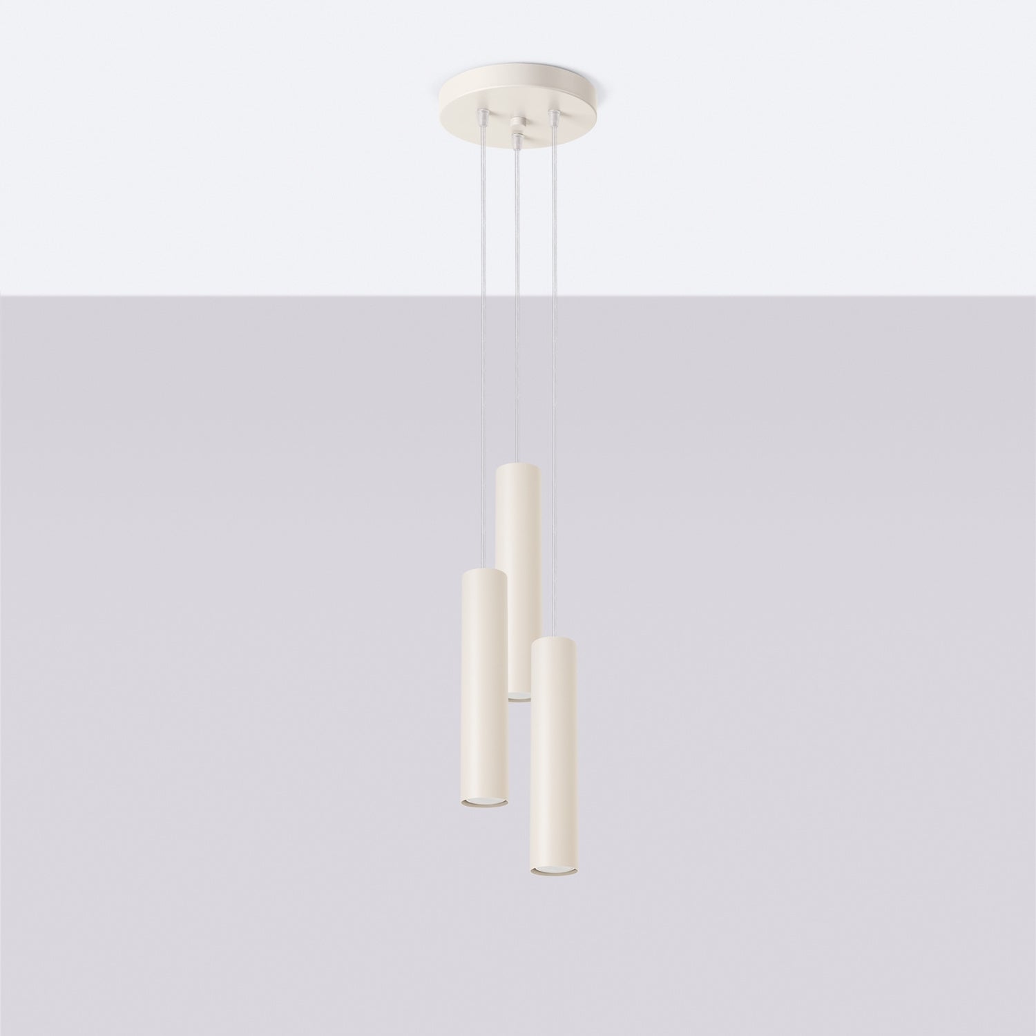 Suspension Lagos 3 en grappe métal beige GU10 de profil