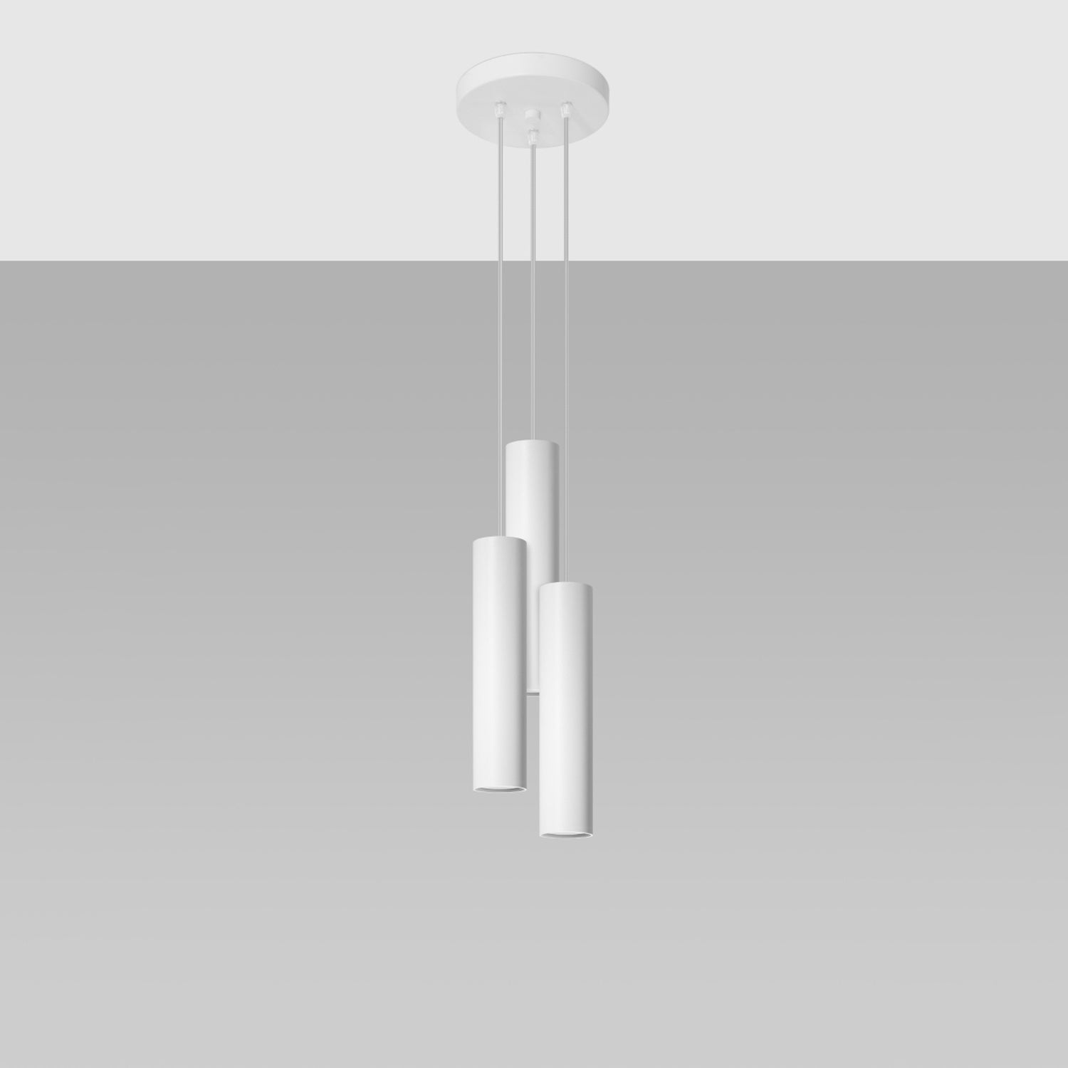 Suspension Lagos 3 en grappe acier blanc de trois quarts