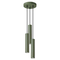 Suspension Lagos 3 en grappe métal vert olive GU10, tube cylindrique en acier laqué