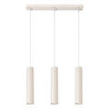 Suspension Lagos 3 lumières métal beige GU10, tube cylindrique en acier laqué