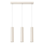 Suspension Lagos 3 lumières métal beige GU10, tube cylindrique en acier laqué
