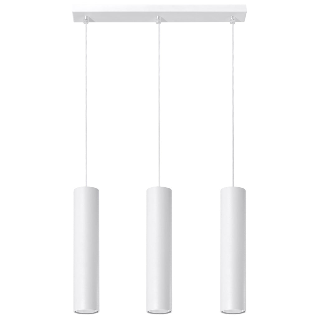 Suspension Lagos triple en métal blanc, trois tubes sur une réglette