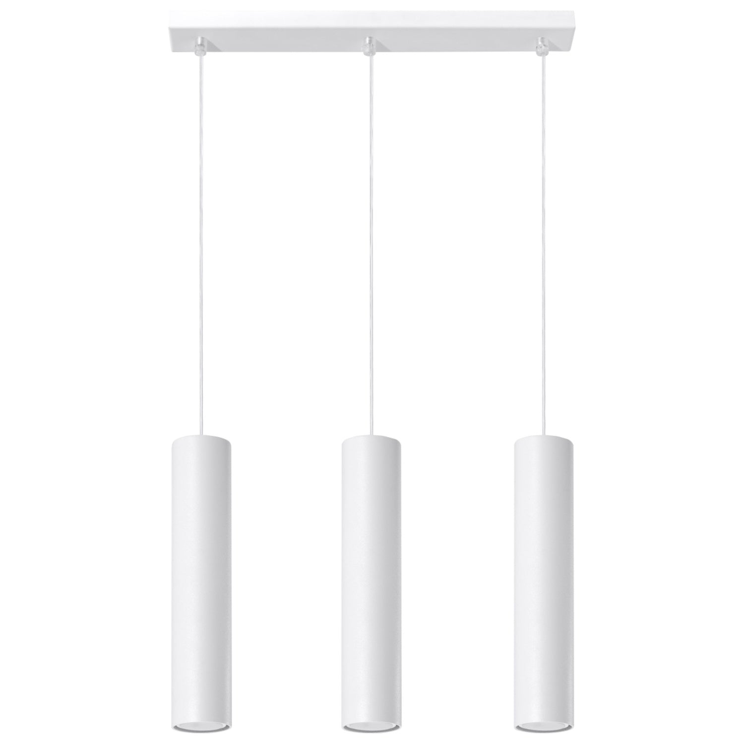 Suspension Lagos triple en métal blanc, trois tubes sur une réglette