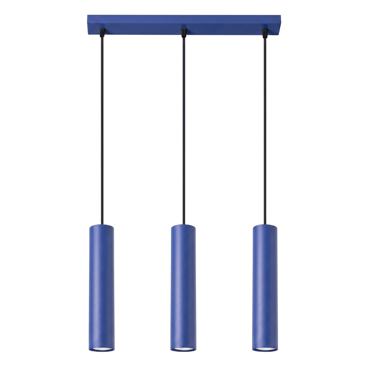 Suspension Lagos 3 lumières métal 90 cm GU10, finition laque bleu outremer