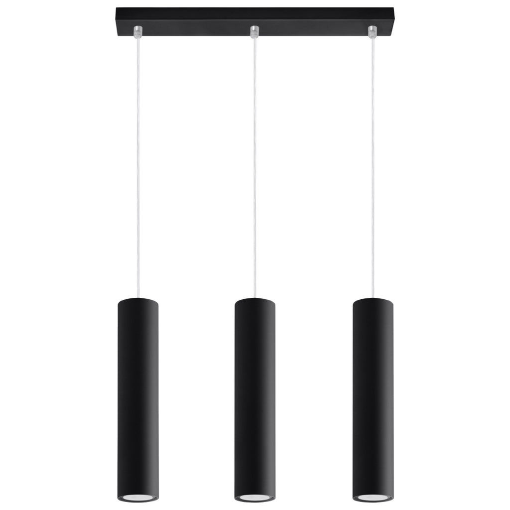 Suspension Lagos triple en métal noir, trois tubes sur une réglette