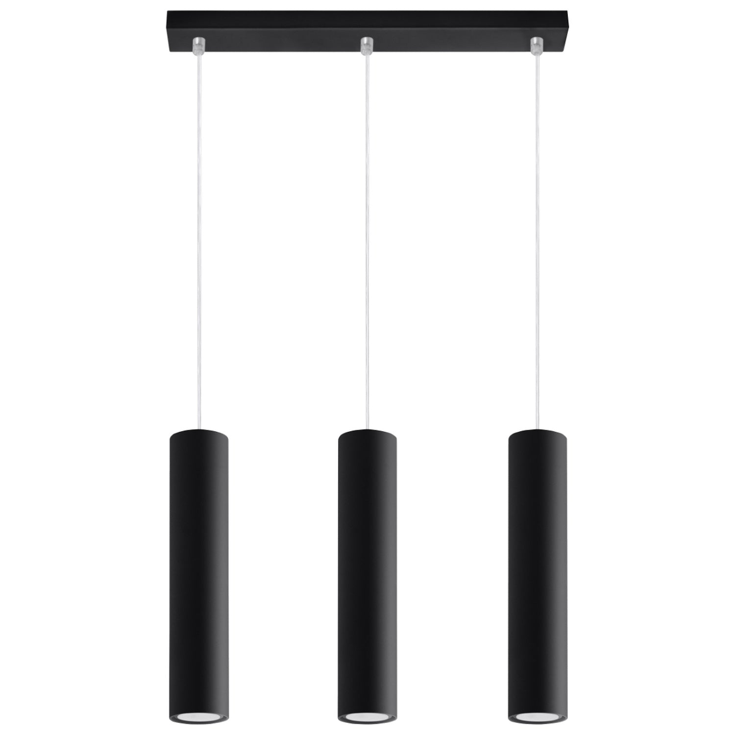 Suspension Lagos triple en métal noir, trois tubes sur une réglette