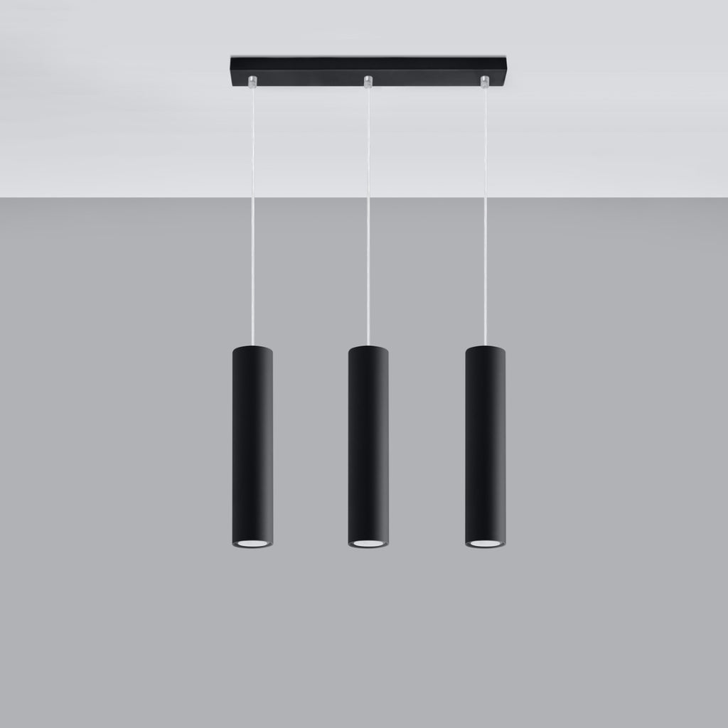 Suspension Lagos 3 lumières métal noir GU10 vue d'ensemble