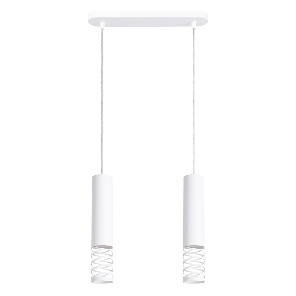 Suspension Lami 2 tubes ajourés acier blanc GU10, tube d'acier blanc ajouré