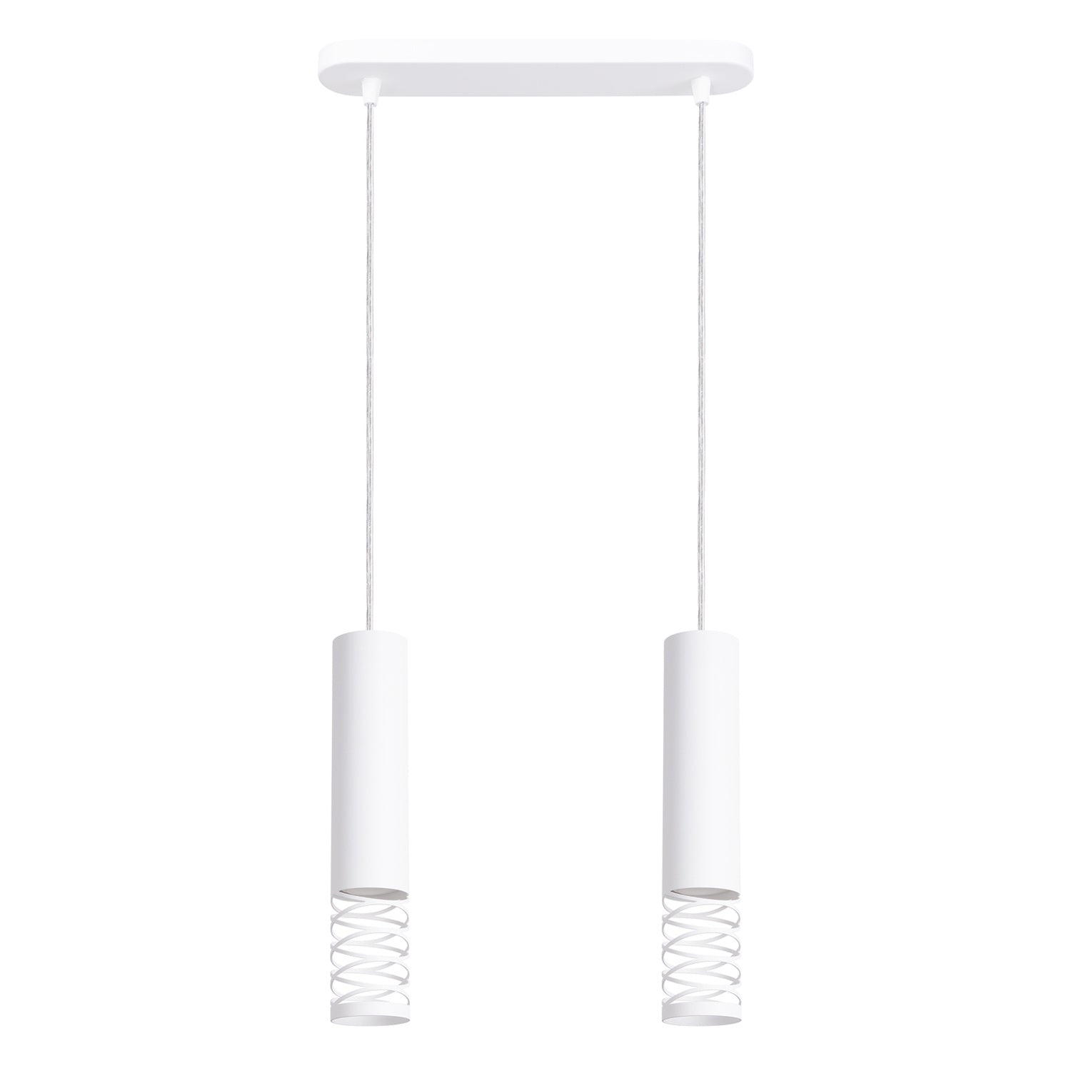 Suspension Lami 2 tubes ajourés acier blanc GU10, tube d'acier blanc ajouré