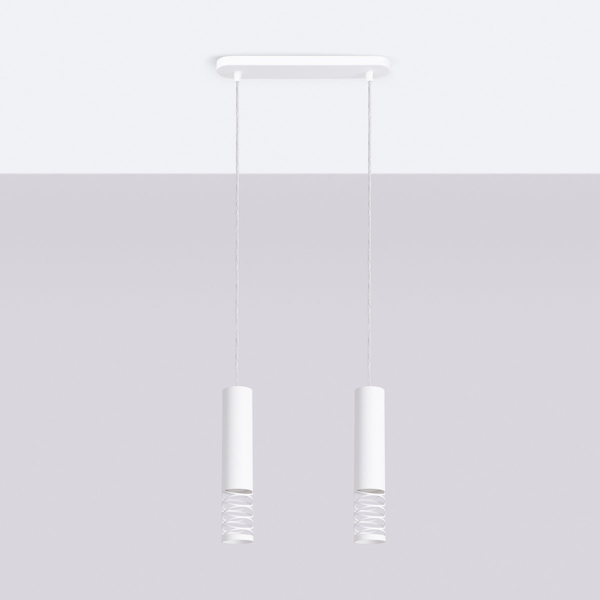 Suspension Lami 2 en acier blanc éteinte fixée au plafond