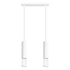 Suspension Lami 2 en acier blanc mat avec deux tubes ajourés en spirale sous une rosace oblongue
