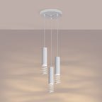 Suspension Lami 3 tubes ajourés en grappe acier blanc GU10 allumé