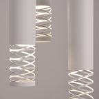 Suspension Lami 3 tubes ajourés en grappe acier blanc GU10, faisceau vers le bas
