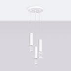 Suspension Lami 3 tubes ajourés en grappe acier blanc GU10 de profil