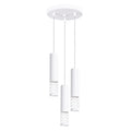 Suspension Lami 3 tubes ajourés en grappe acier blanc GU10, tube d'acier blanc ajouré