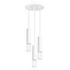 Suspension Lami 3 tubes ajourés en grappe acier blanc GU10, tube d'acier blanc ajouré