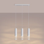 Suspension Lami 3 tubes ajourés en ligne acier blanc GU10 allumé