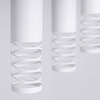 Suspension Lami 3 tubes ajourés en ligne acier blanc GU10, faisceau vers le bas