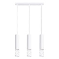 Suspension Lami 3 tubes ajourés en ligne acier blanc GU10, tube d'acier blanc ajouré