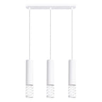Suspension Lami 3 tubes ajourés en ligne acier blanc GU10, tube d'acier blanc ajouré