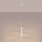 Suspension Lami tube ajouré acier blanc GU10 allumé