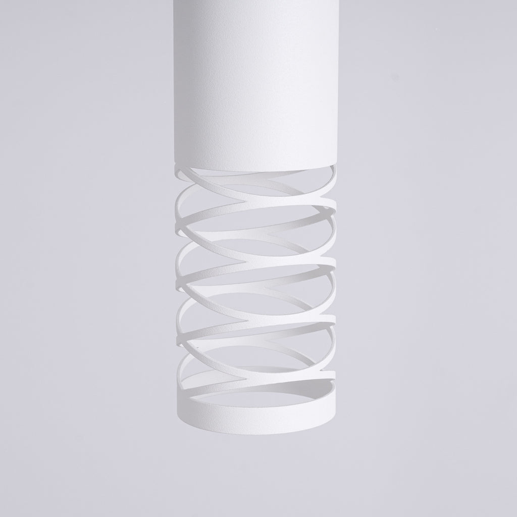 Suspension Lami tube ajouré acier blanc GU10, faisceau vers le bas