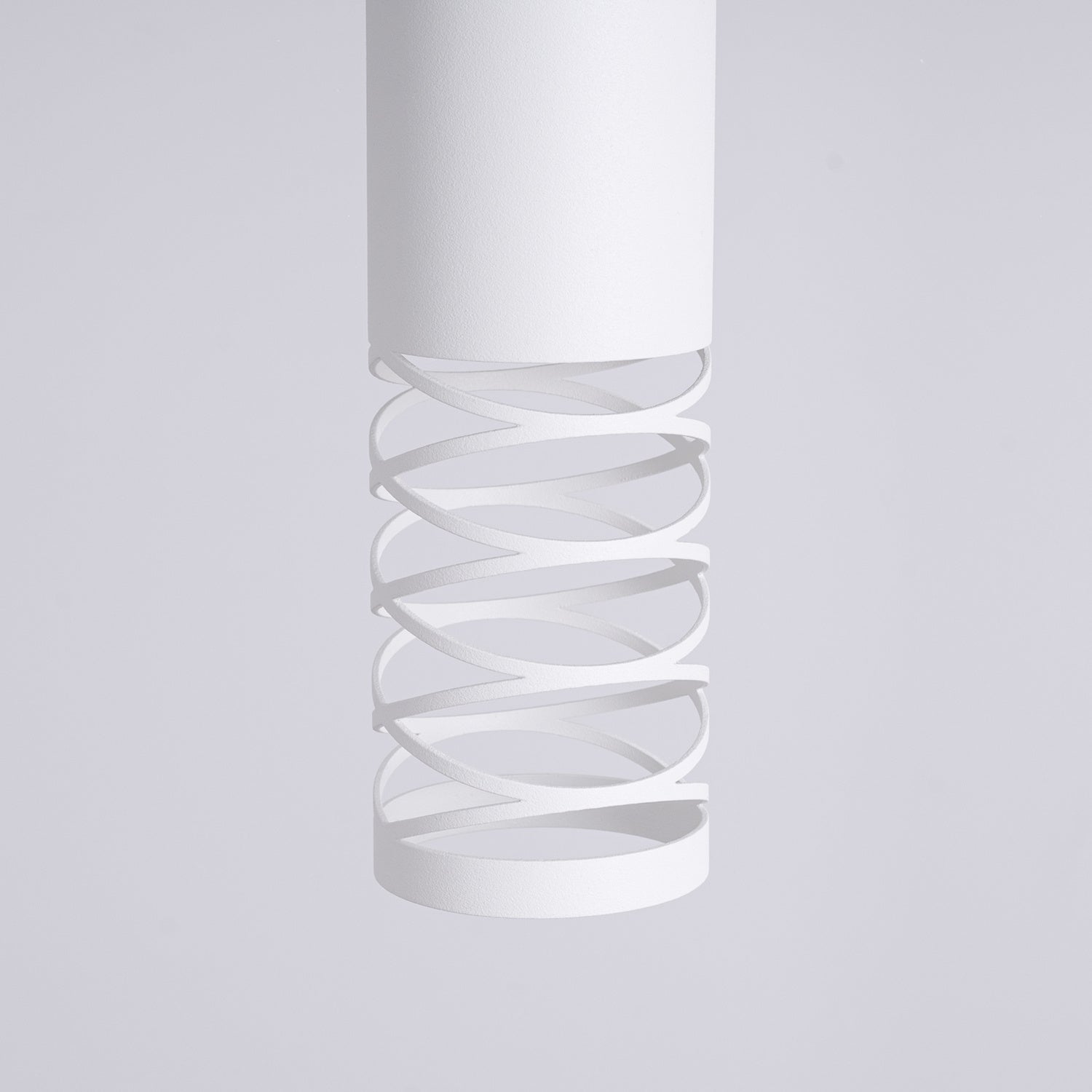 Suspension Lami tube ajouré acier blanc GU10, faisceau vers le bas