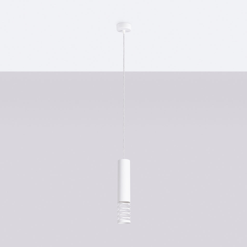 Suspension Lami tube ajouré acier blanc GU10 de profil