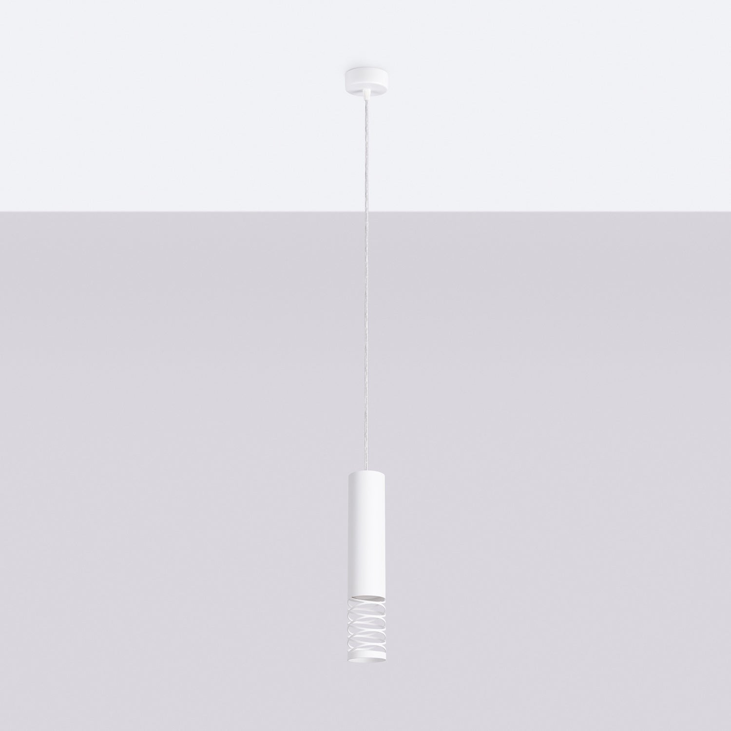 Suspension Lami tube ajouré acier blanc GU10 de profil